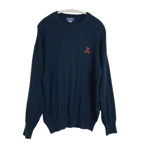 La Mode University of Virginia Men's L Navy Cable Knit Sweater Cotton UVA Logo